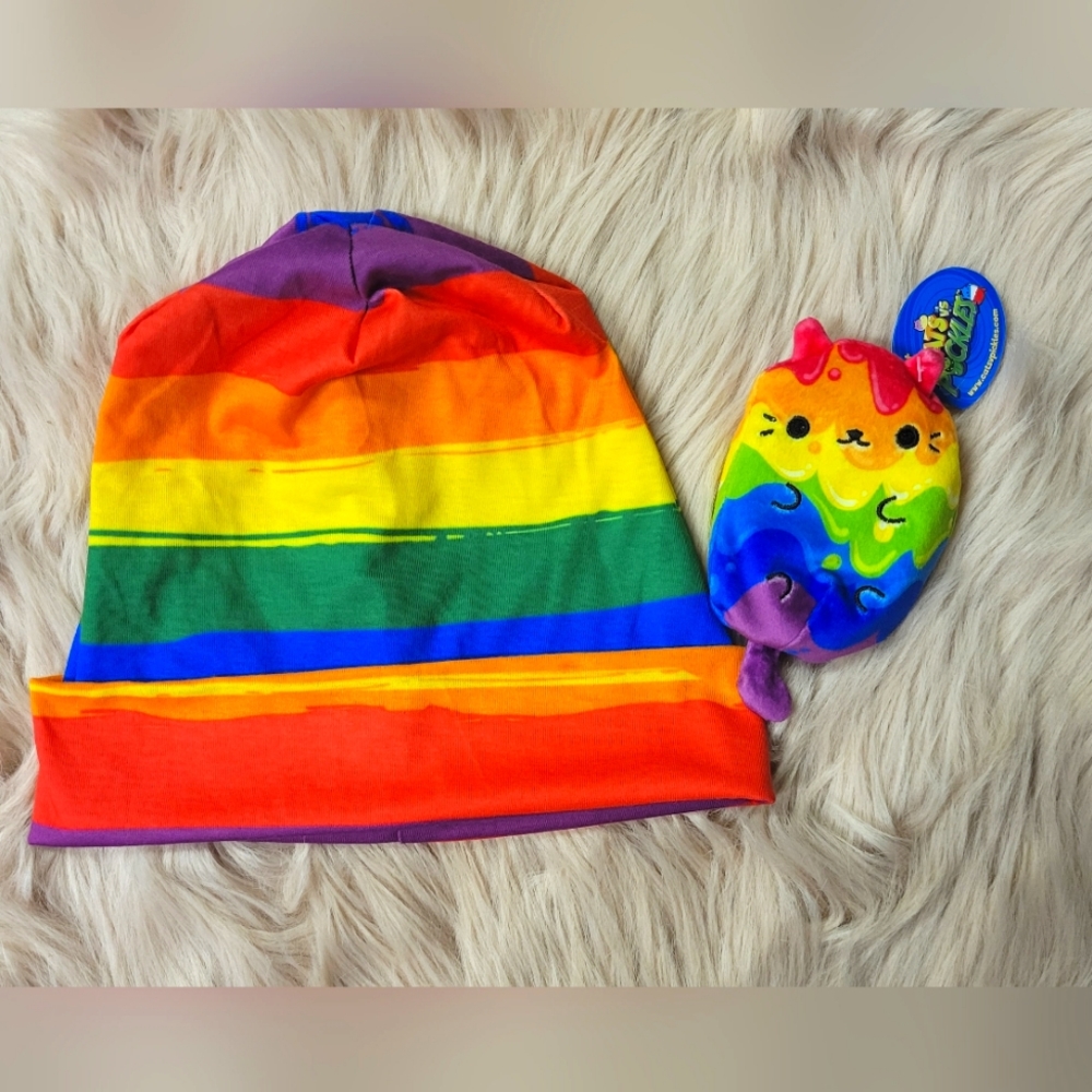NWOT, SOOO CUTE!🌈 RAINBOW BEANIE & BEANIE CAT